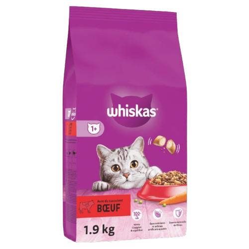 WHISKAS Croquettes Au Boeuf Pour Chat Adulte 1,9kg